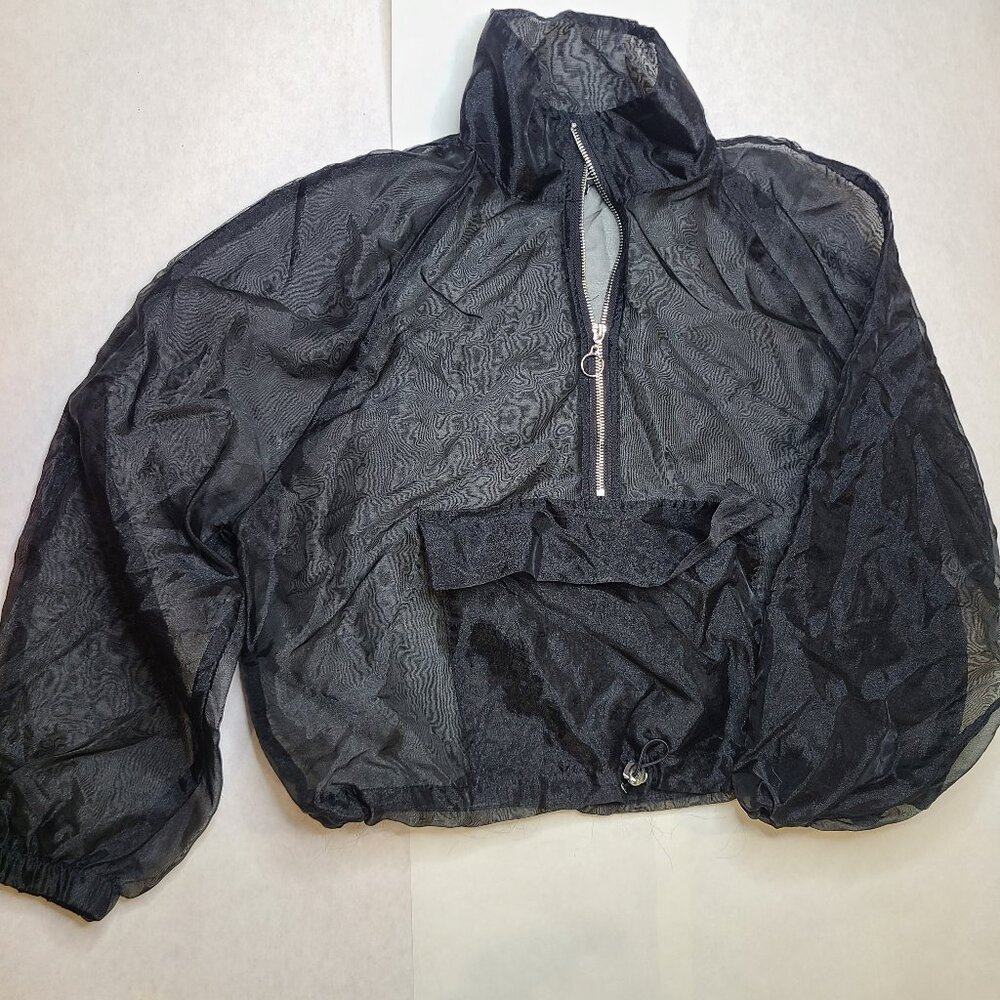 Rue 21 Women’s XL Black Mesh Pullover Hoodie with Front Pocket